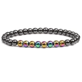 6mm magnetic hematite bracelet featuring colorful iridescent beads on white background - Colorful Aurora