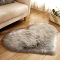Gray heart-shaped plush rug with soft faux fur texture for bedroom decor - Gray