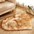Plush heart-shaped decorative rug in gradient brown and white for bedroom decor - White Yellow Tips
