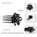 Elegant black rose acetate flower hair comb hair clip with multi-tooth design 11cm - 11x7.5cm / Black