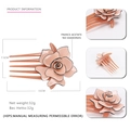 Pink acrylic camellia hair comb with black outlines and five teeth for styling - 11x7.5cm / Pink