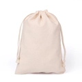 Beige cotton canvas drawstring pouch storage bag shown on white background - 15*20 cm