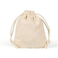 Natural beige cotton canvas storage pouch with a simple drawstring closure - 7*9 cm
