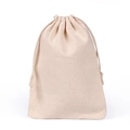 Natural beige cotton canvas drawstring pouch with a minimalist woven texture - 13*18 cm