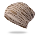 Gorro de punto caqui claro con diseño geométrico de jacquard calado suave - Talla única / Caqui