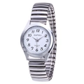 Silver quartz watch with elastic metal strap and large dial for men and women - Women's Silver