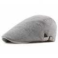 Gorra clásica de lino gris con textura transpirable y hebilla de metal ajustable - Ajustable / Gris claro