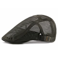 Hollow mesh beret cap in olive green with breathable fabric and adjustable metal buckle - Army Green / Adjustable