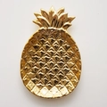 Golden pineapple ceramic jewelry dish with glossy metallic finish on white background - Gold Pineapple Tray