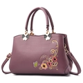 Elegante borsa a mano in pelle PU viola con ricamo floreale e dettagli a quadrifoglio - Stile B Ricamo Viola
