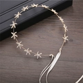 Fascia nuziale a stella marina dorata con strass scintillanti e nastro bianco - Solo Fascia per Capelli / Oro