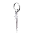 Silberner Punk-Ohrring mit Sternanhänger und herabhängender Fransen-Metallkette - Creolen-Verschluss-Stil / Silber