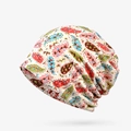 Ethnic paisley print headwear with warm fleece lining in vibrant red and blue colors - Beige Paisley