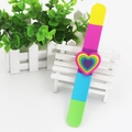 Rainbow silicone snap bracelet with multi-colored heart charm for kids jewelry - Multicolor Heart