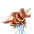 Brown triceratops dinosaur foil balloon for kids birthday party decoration - Large Triceratops