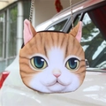 Harajuku style orange cat face crossbody bag with 3D animal print and silver chain strap - Cute Ginger Cat