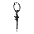 Unisex black stainless steel hoop earring featuring a scorpion pendant and long chain link - Scorpion Ear Clip / Black