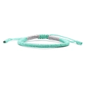 Handmade woven knot bracelet in mint green and silver-grey with adjustable sliding cord - Green and Grey