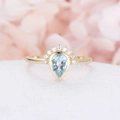 Elegant gold teardrop blue zircon crown ring for women with a polished finish - US 10 / Blue