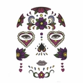Detail of sugar skull face tattoo stickers with purple flowers and heart eyes for Halloween - 04 Small Flower