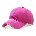 Detailansicht der rosa gewaschenen Kinder-Baseballkappe aus Baumwolle mit strukturierten Nähten - Erwachsenenstil (54-59cm) / Fuchsia