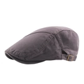 Dark gray cotton ivy cap with adjustable metal buckle and decorative stitching - Adjustable / Gray