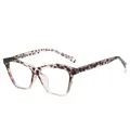 Leopard print cat-eye sunglasses with transparent lenses and stylish tortoiseshell frame - Leopard Frame Anti-Blue Light