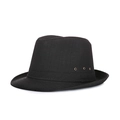 Men's black fedora hat with breathable metal eyelets and textured weave design - Black 2