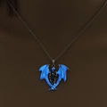 Collana con ciondolo angelo teschio blu luminoso e catena d'argento per Halloween - Bronzo Antico + Celeste (Angelo Teschio)