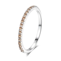 Elegant silver ring with a half-band setting of sparkling orange-yellow zircons - White Gold Champagne Zirconia