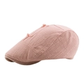 Pink orange cotton linen baker boy hat with dual rope knot details and textured fabric - Adjustable / Pink