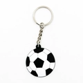 Klassischer Fußball Schlüsselanhänger aus PVC in Schwarz und Weiß mit Metallring - Fußball