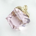 Pendentif cube en cristal lavande avec attache en métal doré pour la création de bijoux - Rose