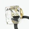 Square transparent crystal pendant charm on a golden base for DIY jewelry making - White