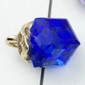 Pendentif cube en cristal bleu avec boucle en métal doré pour la création de bijoux - Bleu Saphir