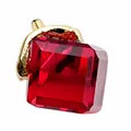 Square red crystal pendant with gold-tone setting for DIY jewelry making - Red
