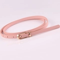 Slim pink PU leather belt with a golden pin buckle for women's dresses and sweaters - Pink