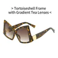 Occhiali da sole oversize a farfalla tartarugati con lenti sfumate e cerniera dorata - Montatura Leopardata Lenti Sfumate Tè