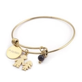 Pulsera dorada ajustable madre-hija con dije grabado i love you mom y colgantes - Dorado