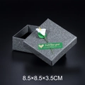 Gray textured jewelry box 8.5x8.5x3.5cm with artificial flower and heart sticker - 8.5*8.5*3.5 CM (Medium)