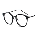 Klassieke retro ronde bril in glanzend zwart met metalen neuspads voor uniseks - Zwart Frame Zwarte Rand C1