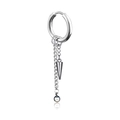 Silver stainless steel hoop earring with punk tassel chains and cone spike pendant - Hoop Style / Steel