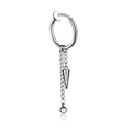 Silver stainless steel clip-on earring featuring double tassels with ball and cone charms - Clip-on (No Piercing) / Steel