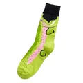 Wadenhohe Socken mit kreativen grünen Fischmustern, schwarzem Bund und hellen Farben - Einheitsgröße / Lachs