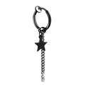Orecchino a clip in acciaio nero con stella a pentagramma e nappa a catena lunga - Clip per orecchio a stella / Nero