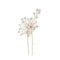 Forcina per capelli da sposa con perle bianche, cristalli e foglie dorate - Forcina Singola / Oro