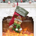 Reindeer Christmas stocking in red and green plaid with Merry Christmas embroidery - Elk Style