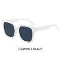Square oversized sunglasses with a polished white frame and dark grey tinted lenses - White Frame Dark Grey Lens