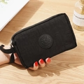 Three-layer black nylon wallet with SPORT logo and convenient wrist strap - Black