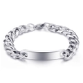 Pulsera de cadena cubana de 11 mm en acero inoxidable plateado con placa para hombres - Color Acero